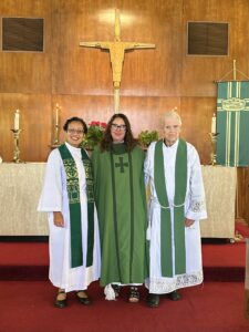 Rev. Lisa, Rev. Jennifer, and Rev. Jay Celebrating Rev. Jennifer's Return from Sabbatical